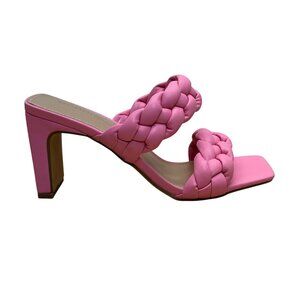 BCBGeneration Womens Pink Braided Chunky Heel Sandals Size 6.5